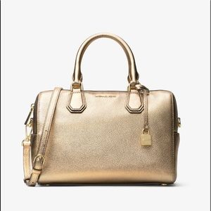Michael Kors Mercer Medium Metallic Leather Duffel Bag